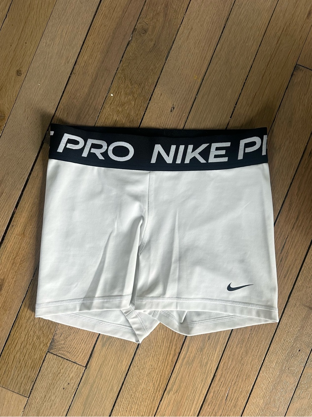 Nike White Compression Shorts with Black Branded Waistband